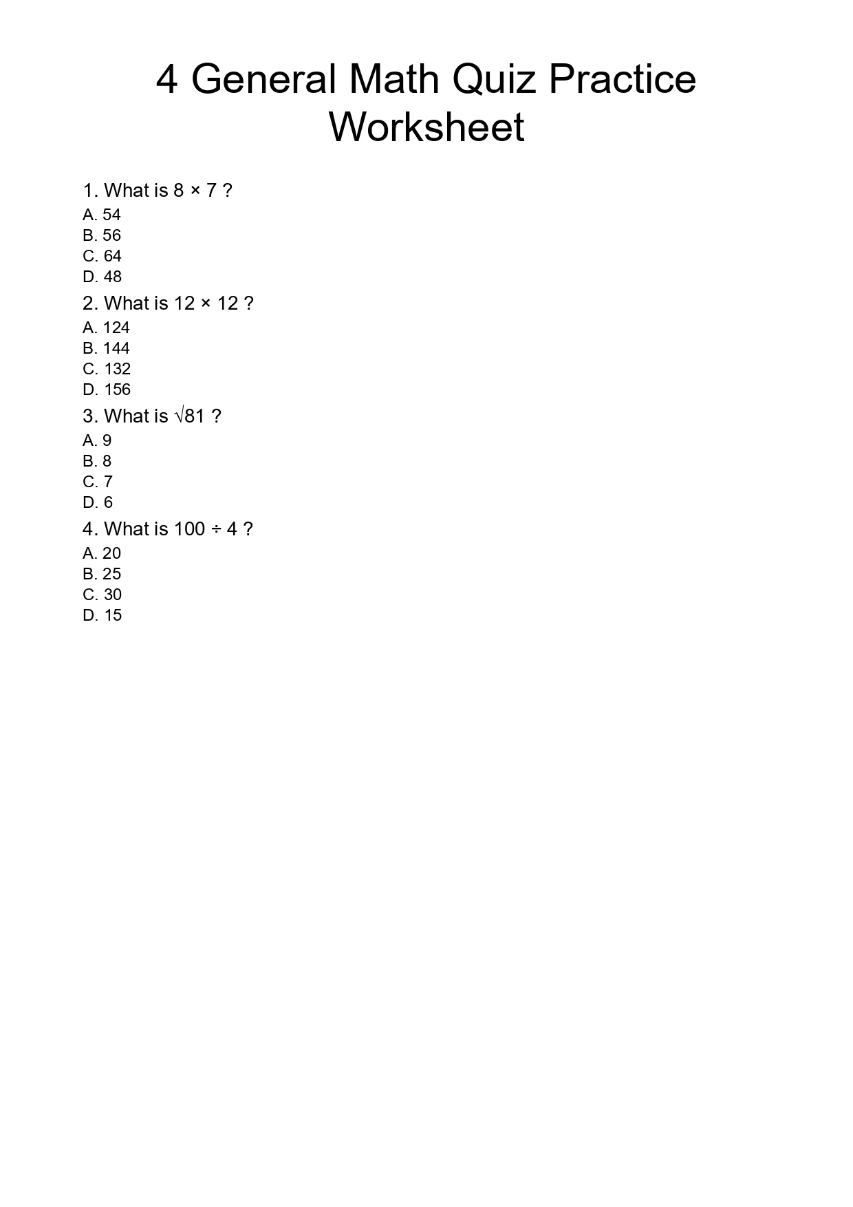 4 General Math Quiz Practice Worksheet - skylandgamearena.github.io