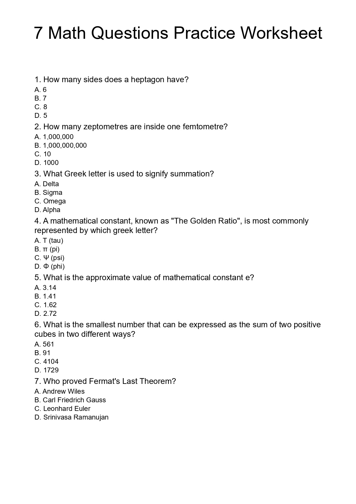 Math Worksheets - skylandgamearena.github.io