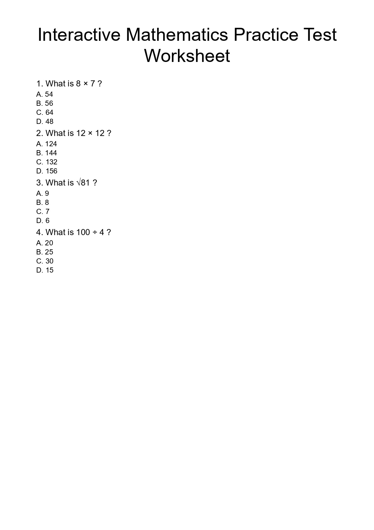Interactive Mathematics Practice Test Worksheet - skylandgamearena ...