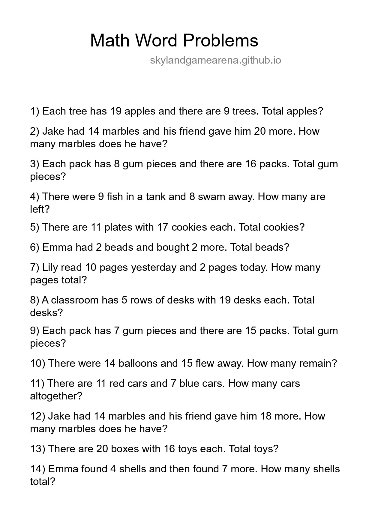 Word Problems Worksheets Math Word Problem Worksheets - skylandgamearena.github.io